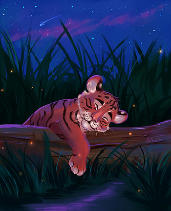 Art, Tiger, Nice, Sweetheart, Sleep, Dream, Tiger Cub HD phone wallpaper