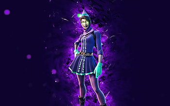 Mint Snowbell, , violet neon lights, Fortnite Battle Royale, Fortnite characters, Mint Snowbell Skin, Fortnite, Mint Snowbell Fortnite HD wallpaper