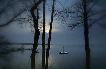 Landscape, Nature, Sunset, Lake, Fog HD wallpaper