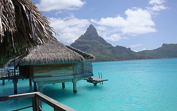 Nature, Mountains, Bay, Hut, Blue Water, Bungalow, Bora Bora HD wallpaper