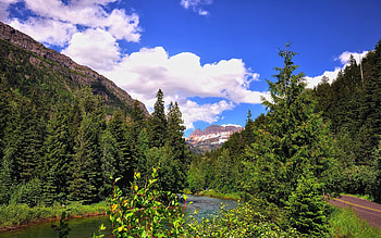Nature, Rivers, Trees, Grass, Mountains HD wallpaper