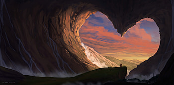 Art, Rocks, Fog, Loneliness, Cave, Lonely, Alone HD wallpaper