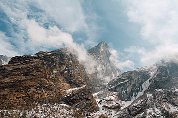Nature, Vertex, Fog, Tops, Snow Covered, Snowbound, Mountain Landscape HD wallpaper
