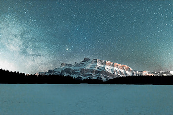 Nature, Mountains, Snow, Starry Sky HD wallpaper
