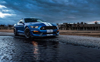 2021, Ford Mustang Shelby GT500, front view, blue Mustang Shelby GT500, Ford Mustang tuning, american sports cars, Ford HD wallpaper