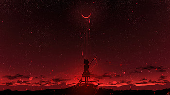 blood moon, Anime, anime girl, blood moon, Cool, cool anime HD wallpaper