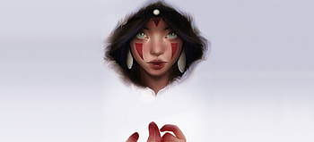 Princess Mononoke, artwork, movie, minimal HD wallpaper