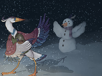 Heron and Snowman Winter, movie, The Boy and the Heron HD wallpaper