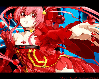 Another Blood, demonbane, cute, red eyes, girl, pink hair, kishin houkou demonbane, anime, nitroplus, blood HD wallpaper