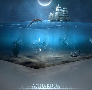 Fantasy, blue, aquqrium, lady HD wallpaper