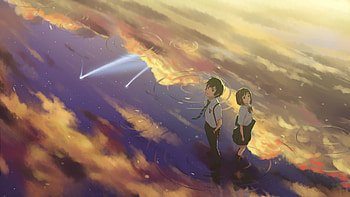 Makoto Shinkai, Taki and Mitsuha, Fan art brilliance, Heartwarming connection HD wallpaper