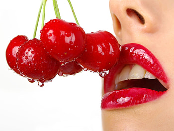 Cherry, Macro, Girl, Lips HD wallpaper