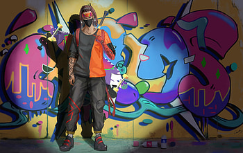 Skatter Colorful Grafiti , artist, artwork, artstation HD wallpaper
