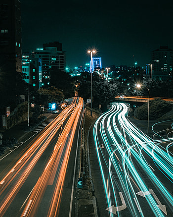 Cities, Road, Night City, Long-Term Exposure, Direction HD phone wallpaper