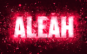Happy Birtay Aleah, , pink neon lights, Aleah name, creative, Aleah Happy Birtay, Aleah Birtay, popular american female names, with Aleah name, Aleah HD wallpaper