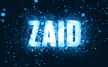 Happy Birtay Zaid, , blue neon lights, Zaid name, creative, Zaid Happy Birtay, Zaid Birtay, popular american male names, with Zaid name, Zaid HD wallpaper