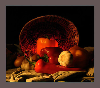 red vegetable basket, vegetable, basket, still life, graphy, red HD wallpaper