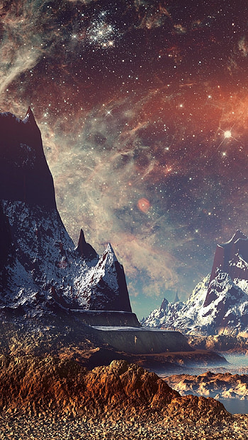 Dream Space World Mountain Sky Star Illustration Flare 6 HD phone wallpaper