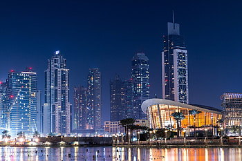 Dubai Skyline, Travels, Night Lights, Skyscrapers HD wallpaper