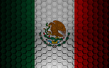 Mexico flag, 3d hexagons texture, Mexico, 3d texture, Mexico 3d flag, metal texture, flag of Mexico HD wallpaper