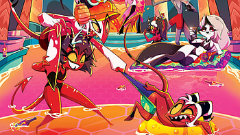 Helluva Boss — Neon Pool Party Chaos HD wallpaper