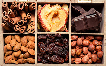 Nuts, Dried, Chocolate, Raisins HD wallpaper