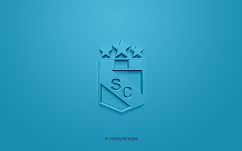 Sporting Cristal, creative 3D logo, blue background, Peruvian Primera Division, 3d emblem, Peruvian football club, Lima, Peru, 3d art, Liga 1, football, Sporting Cristal 3d logo HD wallpaper