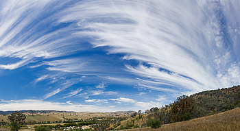 Cirrus Clouds, blue, hills, clouds, sky, beautiful, nature, village HD wallpaper