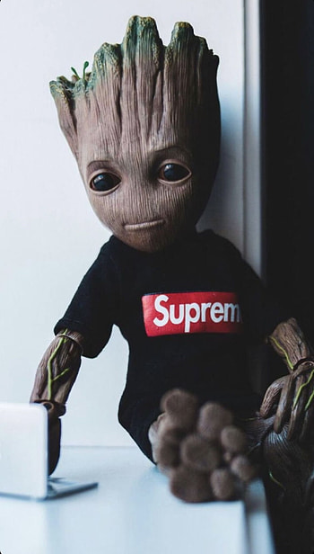 Baby Groot Supreme 2, samsung, marvel, spider_man, nike, air_jordan1, baby_groot, guardians_of_the_galaxy, , mcu HD phone wallpaper