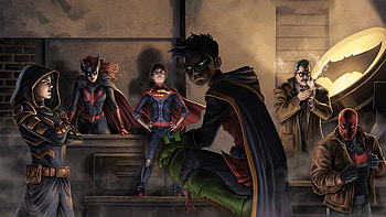 Batman Family, robin, batwoman, red-hood, superboy, superheroes, artwork, art, digital-art, deviantart HD wallpaper