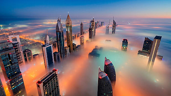 Dubai Skyline, United Arab Emirates, Modern metropolis, Urban desert HD wallpaper