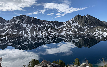 A perfect reflection in Mammoth Lakes, California, clouds, sky, mountains, water, usa HD wallpaper