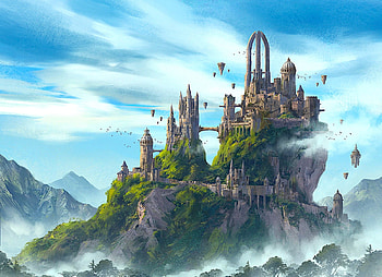 Great castle, colorful, great, color, peaceful, beautiful, fantasy, magical, castle, hill HD wallpaper