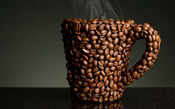 Coffee beans, Cups HD wallpaper