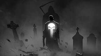 Dark, black & white, superhero, Punisher HD wallpaper
