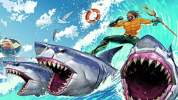 Aquaman, Shark, Fortnite Loading Screen, Video Game, Fortnite HD wallpaper