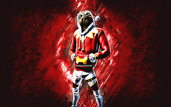 Fortnite Christmas Doggo Skin, Fortnite, main characters, red stone background, Christmas Doggo, Fortnite skins, Christmas Doggo Skin, Christmas Doggo Fortnite, Fortnite characters HD wallpaper
