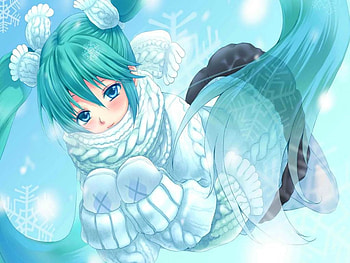 Snow Miku, Hatsune Miku, Blue Hair, Vocaloid, Anime, Cold, Cute, Girl, Winter, Snow, Blue Eyes, Long Hair HD wallpaper