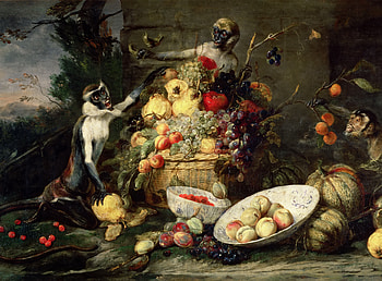 Art, , Frans Snyders, Frans Sneijders, Monkeys Stealing Fruits, Monkeys Stealing Fruit, Baroque, Flanders HD wallpaper