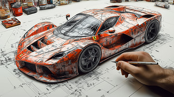Ferrari, concept car, drawing HD wallpaper
