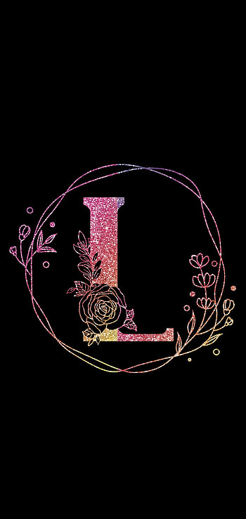 Pink/Black L, pink, letter, black, glitter HD phone wallpaper
