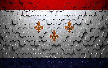 Flag of New Orleans, honeycomb art, New Orleans hexagons flag, New Orleans, 3d hexagons art, New Orleans flag HD wallpaper
