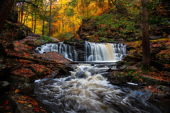 Autumn Cascade — Waterfall, nature, waterfall HD wallpaper