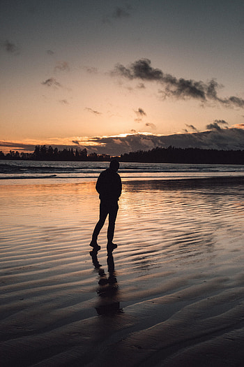 Water, Twilight, Dark, Silhouette, Dusk, Human, Person, Loneliness HD phone wallpaper