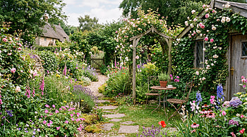 Cottage Garden — Secret Rose Path HD wallpaper
