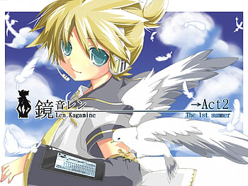 Len Kagamine, The 1st Summer, Kagamine Len, Air, Dove, Plumes, Clouds, Sky HD wallpaper