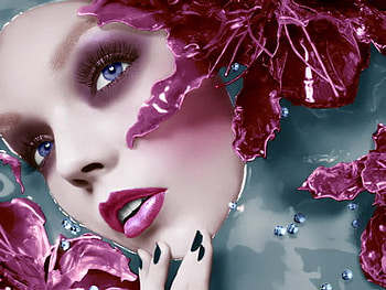 beauty, purple, flower, face, water HD wallpaper