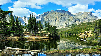 Rocky Mountain National Park, river, clouds, trees, sky, usa, Colorado HD wallpaper
