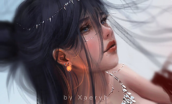 Princess, jewel, fantasy, xaerih, art, face, girl, earring HD wallpaper