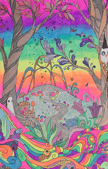 Psychedelica, art, pink, trip, organism, neon, mushroom HD phone wallpaper
